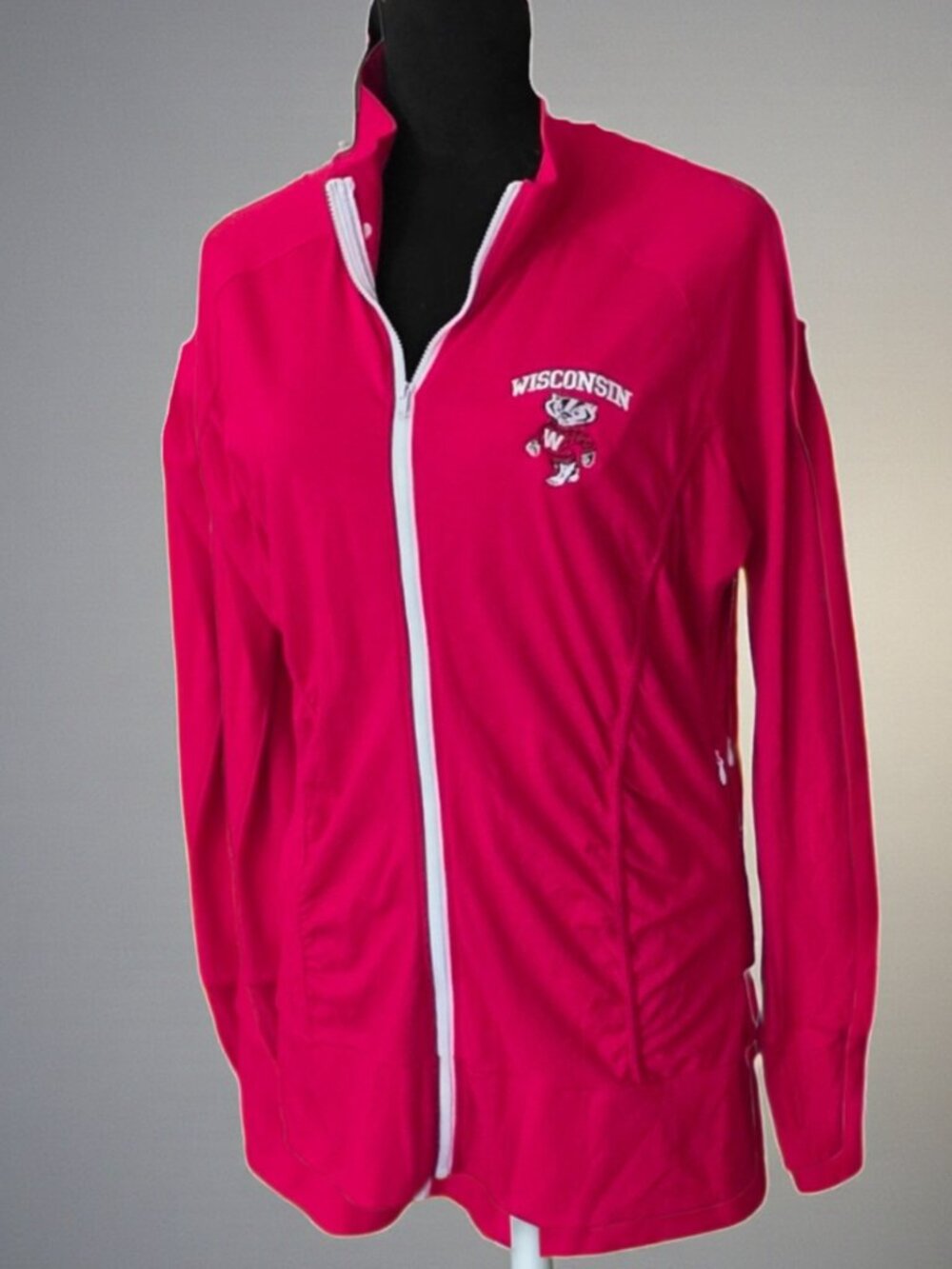 NWOT LILAC BLOOM (MED) WISCONSIN BADGERS Cotton Blend Zip Up Knit Jacket